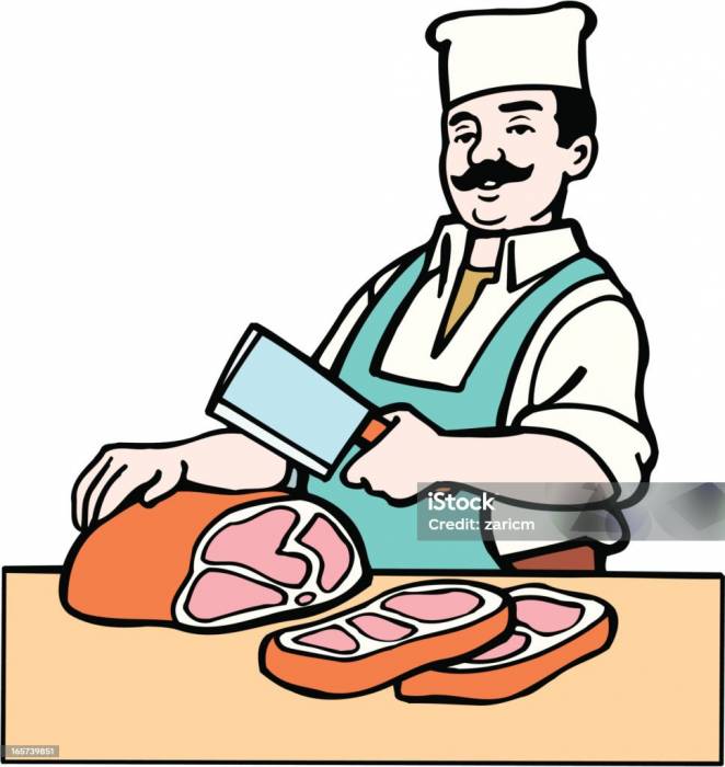 Illustration fo bucher cutting meat Illustration fo bucher cutting meat
